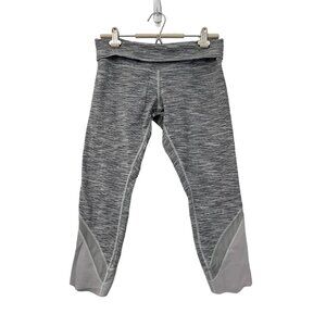 Lululemon Womens Speckled Marbled Athletic Fold Over Waist Crop Leggings Size 4